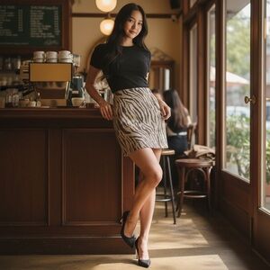 Brown and tan pencil skirt